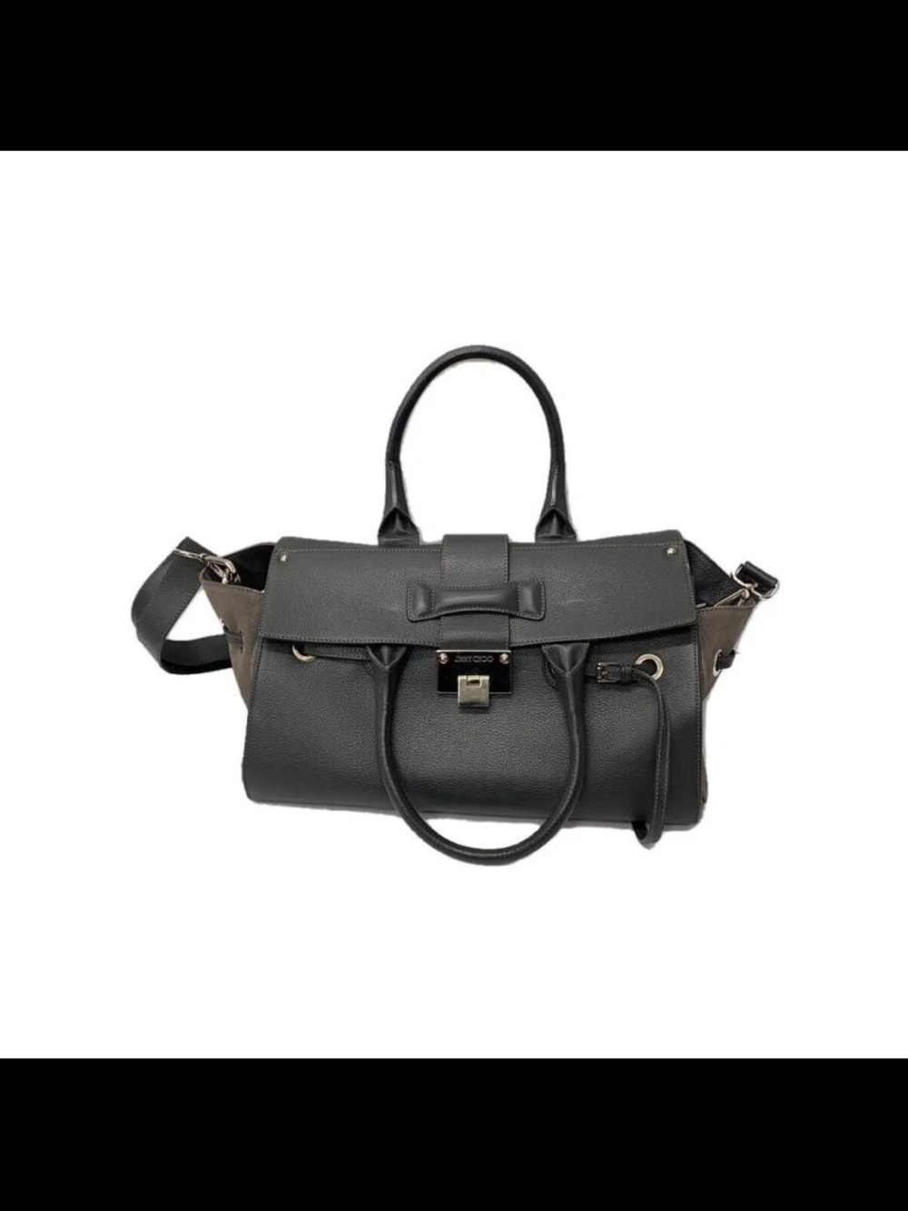 Jimmy Choo Black and Brown Leather Satchel with Shoulder Strap